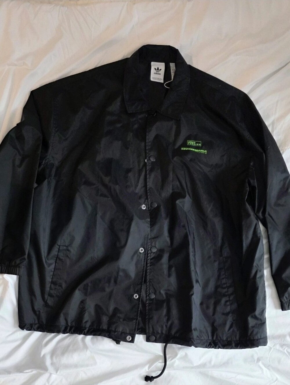 adidas Originals Torsion Mens Black Snap Front Coach Jacket NWOT RARE! XL